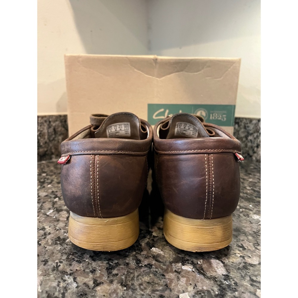 Clarks Stinson Lo Mens 9.5 Beeswax Leather Moc Toe Oxford Shoes 26066018 Brown - Picture 4 of 10